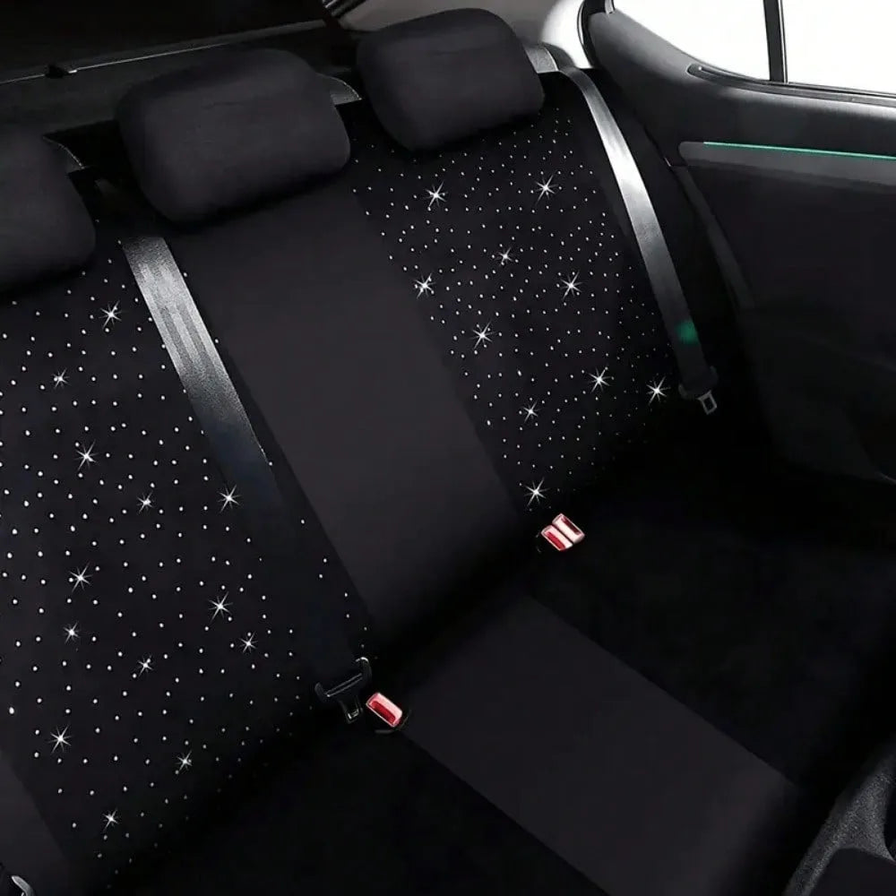 Complete Set of Five Shiny Car Seat Covers, Featuring Artificial Diamond Leather Designed for Women, Suitable for All Four Seasons, Enhancing The Interior of Ladies' Vehicles