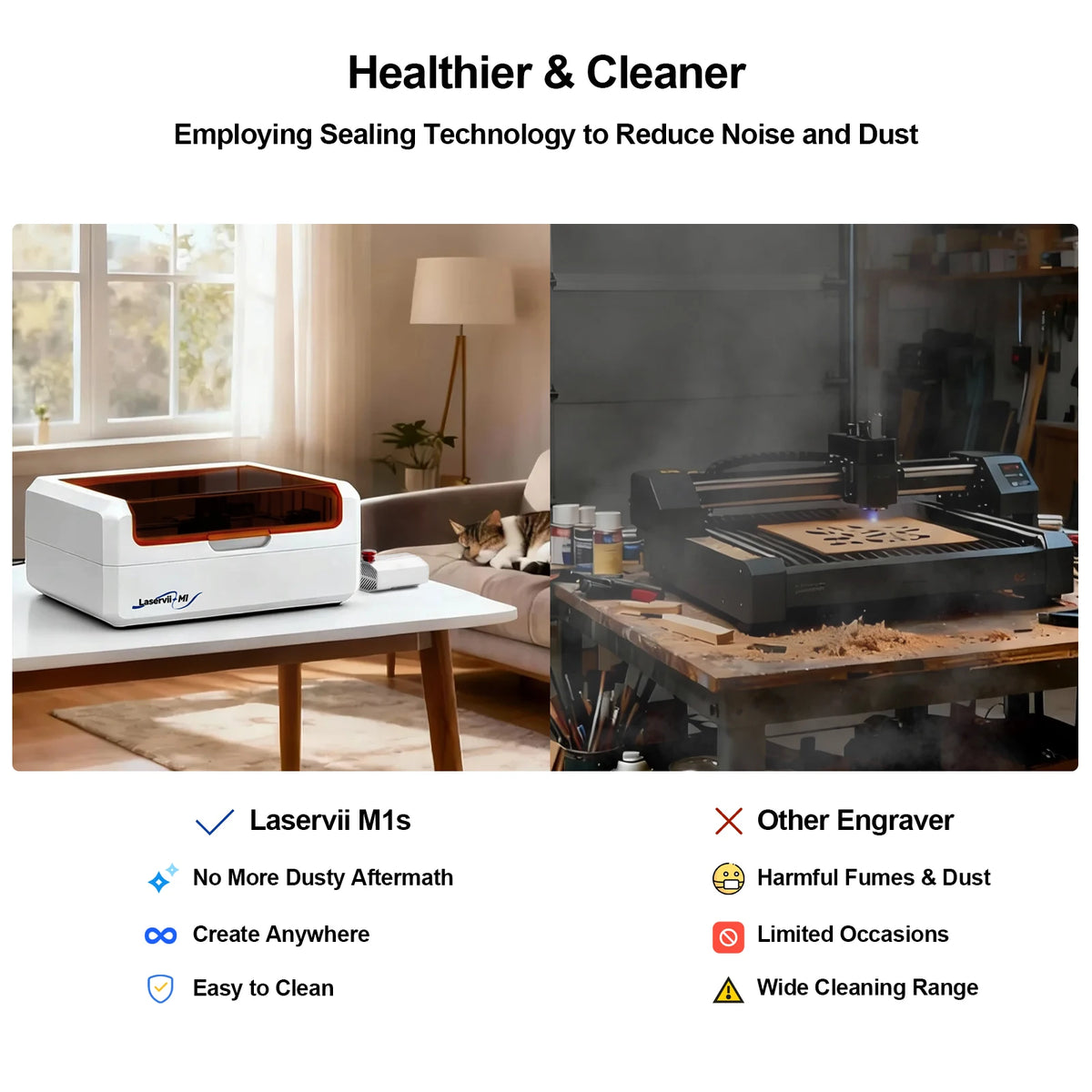 LaserVii Enclosed Laser Engraver Cutting Machine For Wood Acrylic Leather