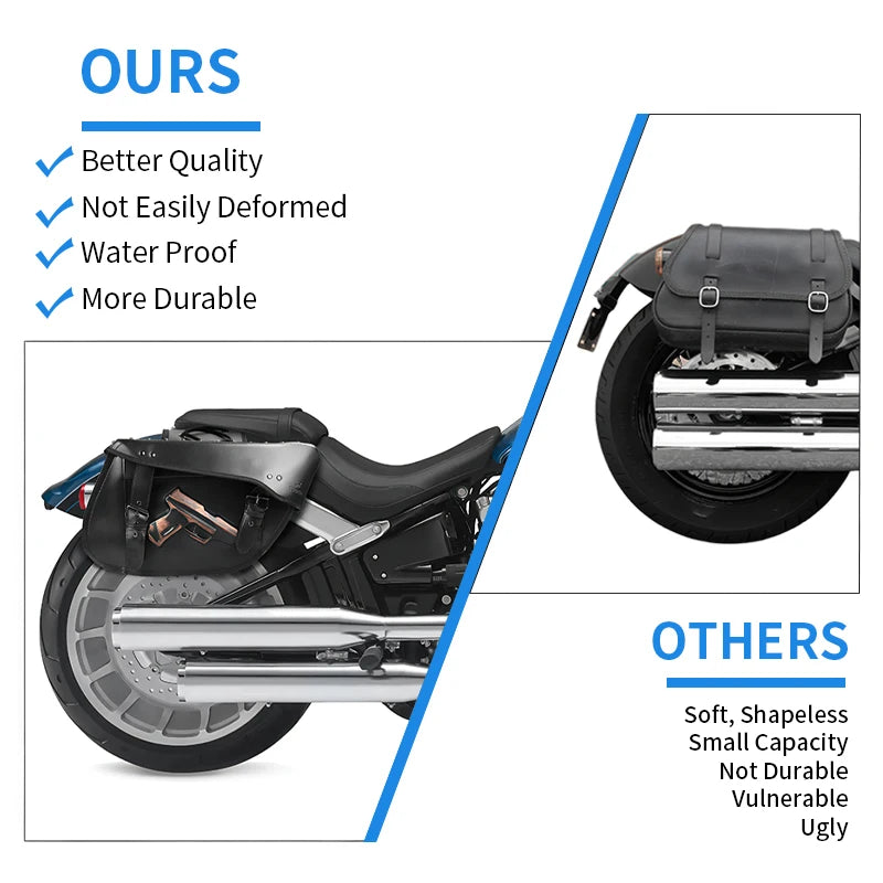 Waterproof Motorcycle Saddlebags PU Leather Side Tool Pouch Luggage Storage