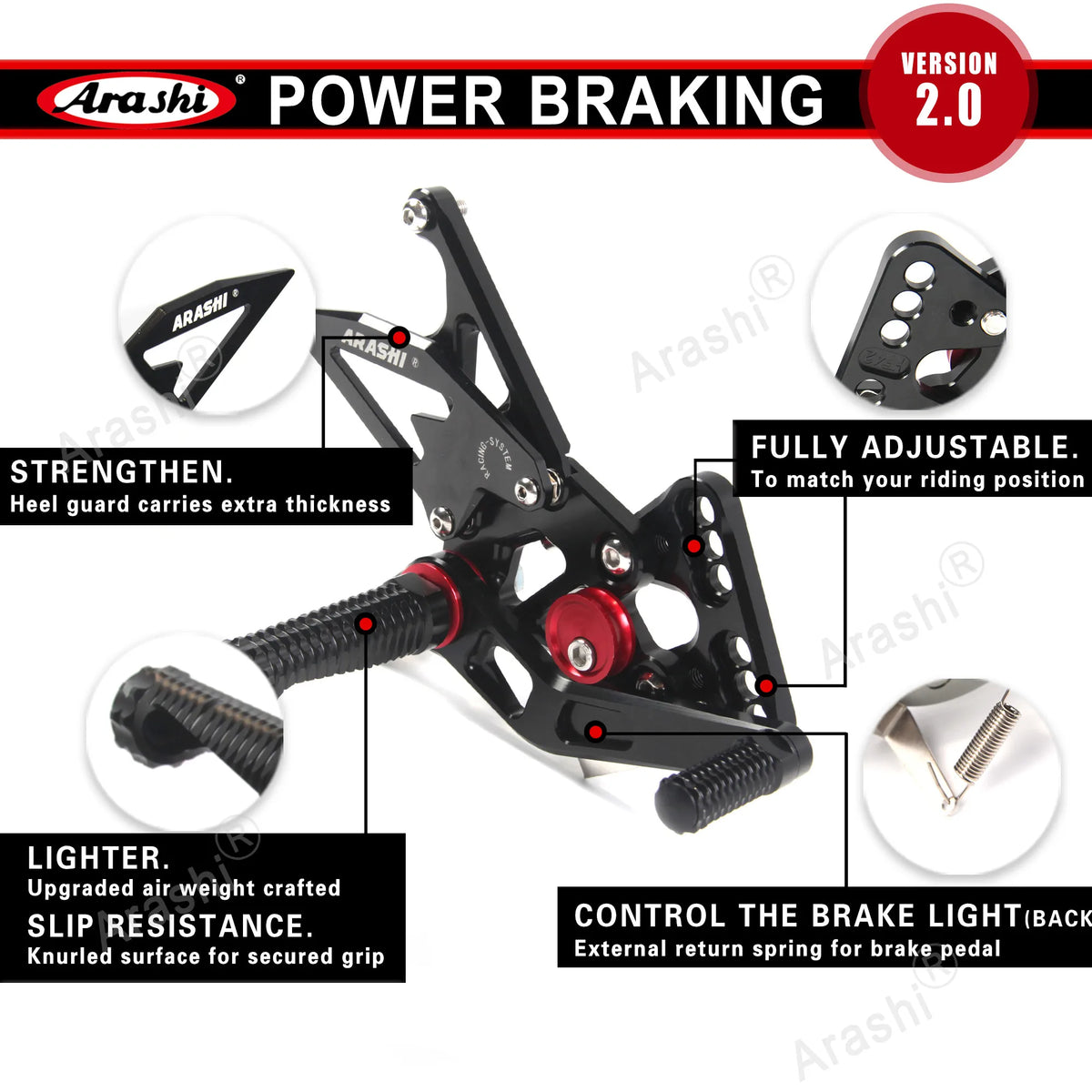 Arashi CNC Adjustable Footrests For Yamaha YZF R3 R25