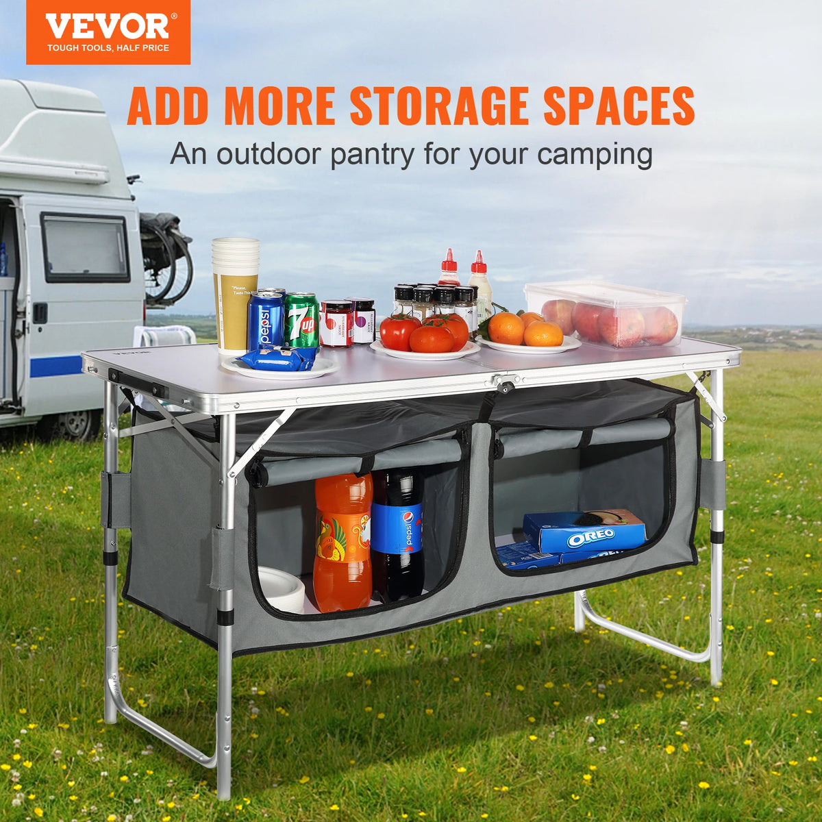 VEVOR Folding Camping Kitchen Table For Outdoor Cooking And Travel