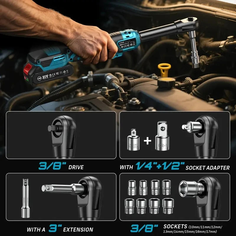 Seesii Cordless Electric Ratchet Wrench Rechargeable Brushless Car Repair Tool