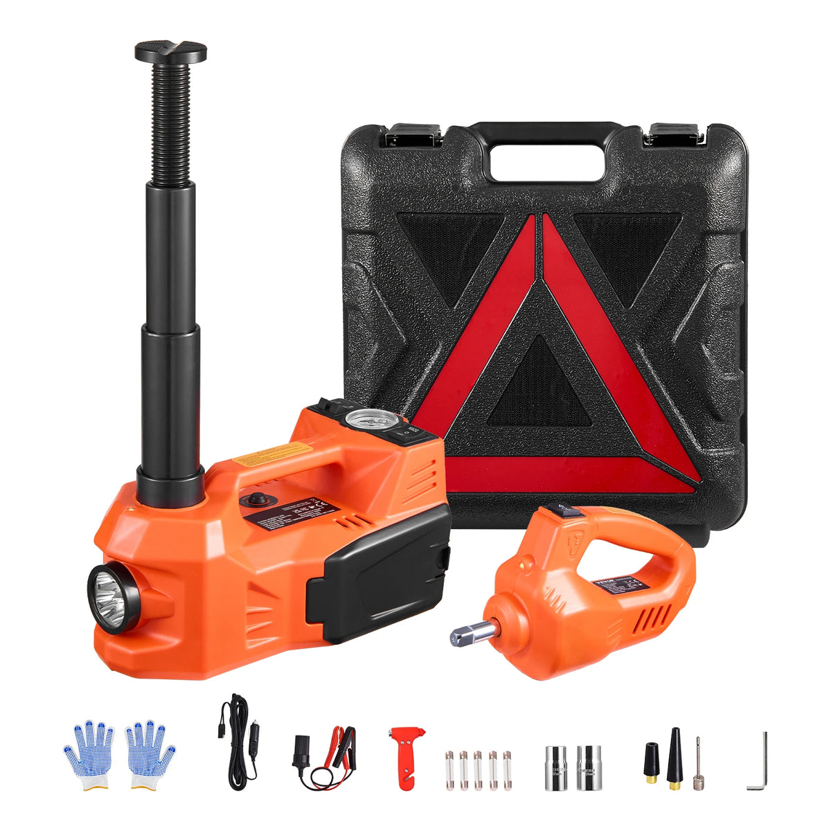 SucceBuy Electric Car Jack 5T Electric Scissor Jack with Built-In Inflator 12V Tire Changer with  LED Light for Sedan SUV Truck