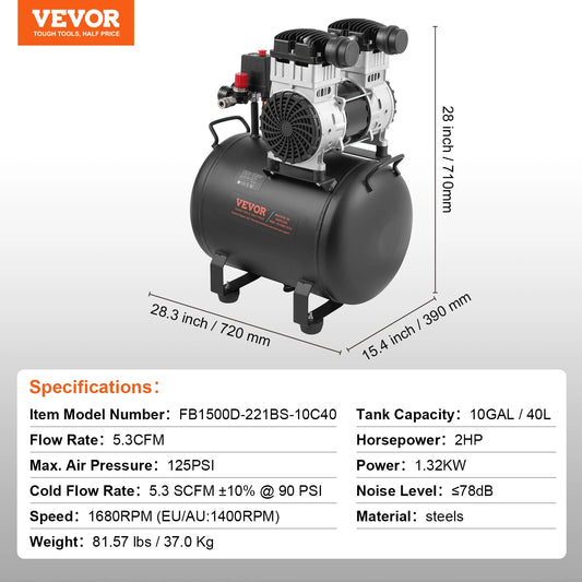 SucceBuy Air Compressor 750W/1450W/3000W Oil Free Air Compressor Quiet Portable Compressor Pump Auto Repair Tire Inflation Home