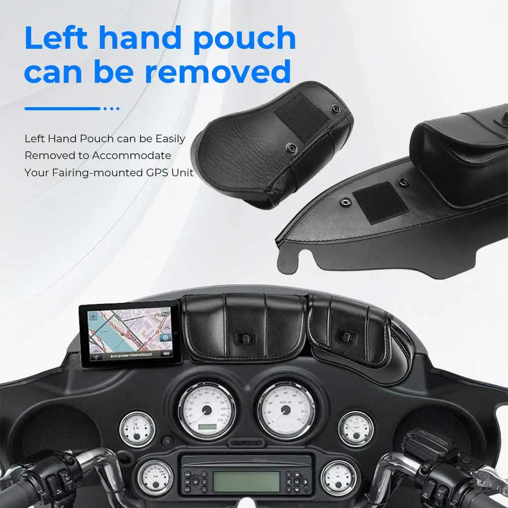Brand New Three Pocket Design Fairing Pouch Windshield Bag For Harley 1996-2013 Electra Street Glide Touring Bike Vinyl Black