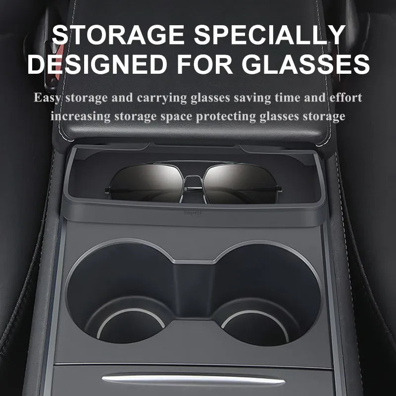 For Tesla Model 3 Model Y Accessories 2023 Central Control Armrest Box Phone Pocket Car Glasses Case Storage Tray Auto Parts