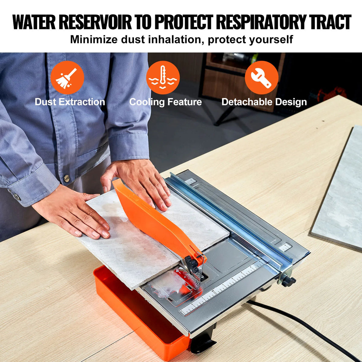 SucceBuy Wet Tile Saw With Water Reservoir Adjustable Cutting Angle