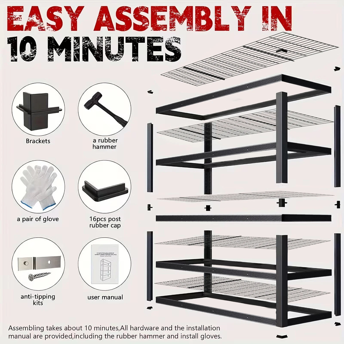 Heavy Duty Industrial Metal Storage Rack Freestanding Garage Shelf
