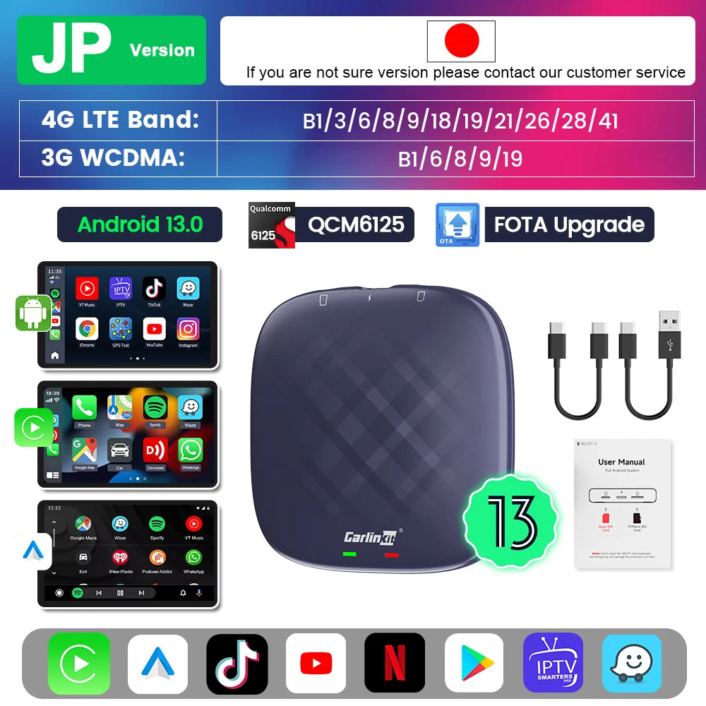 Carlinkit AI Box Wireless Android Auto CarPlay Smart TV Adapter
