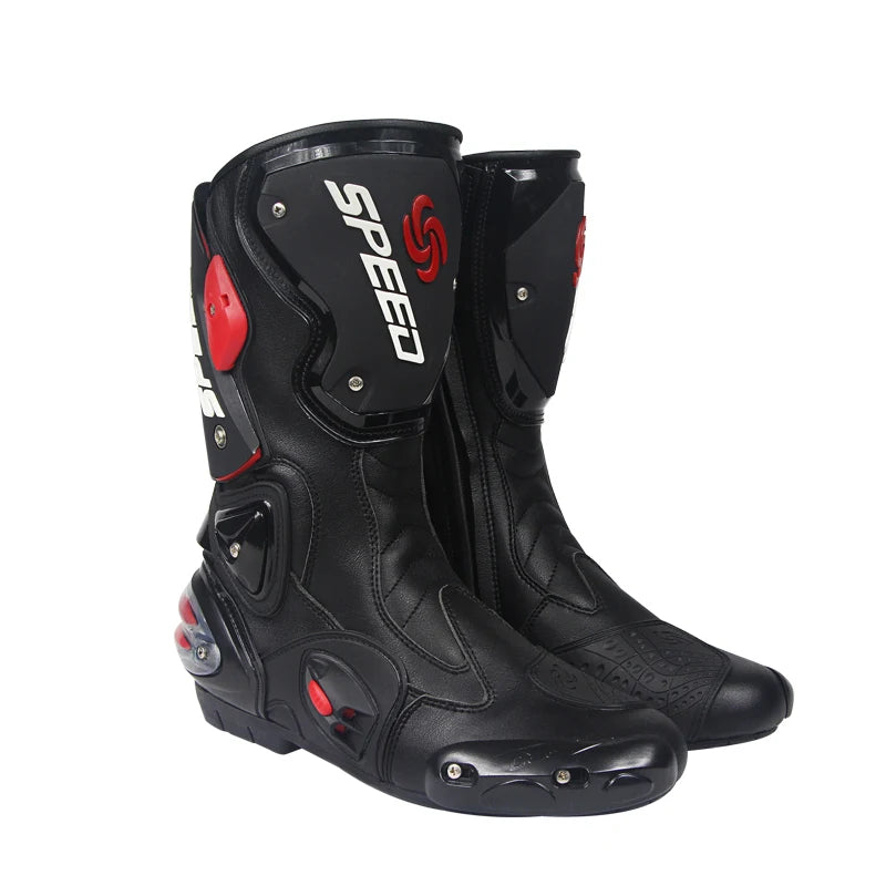 Professional Leather Motorcycle Boots With Rubber Outsole