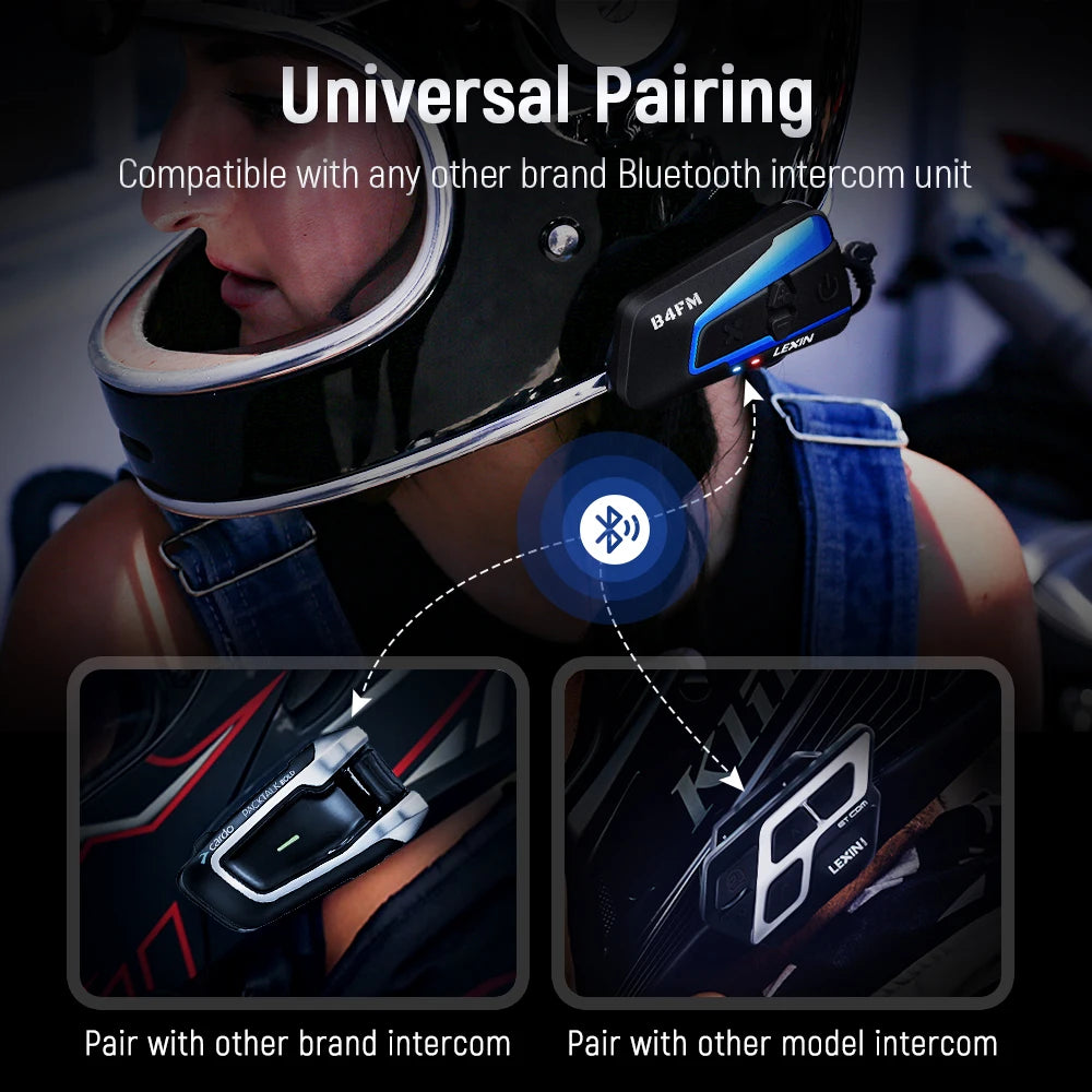 Lexin B4FM-X Bluetooth Motorcycle Helmet Intercom Headset
