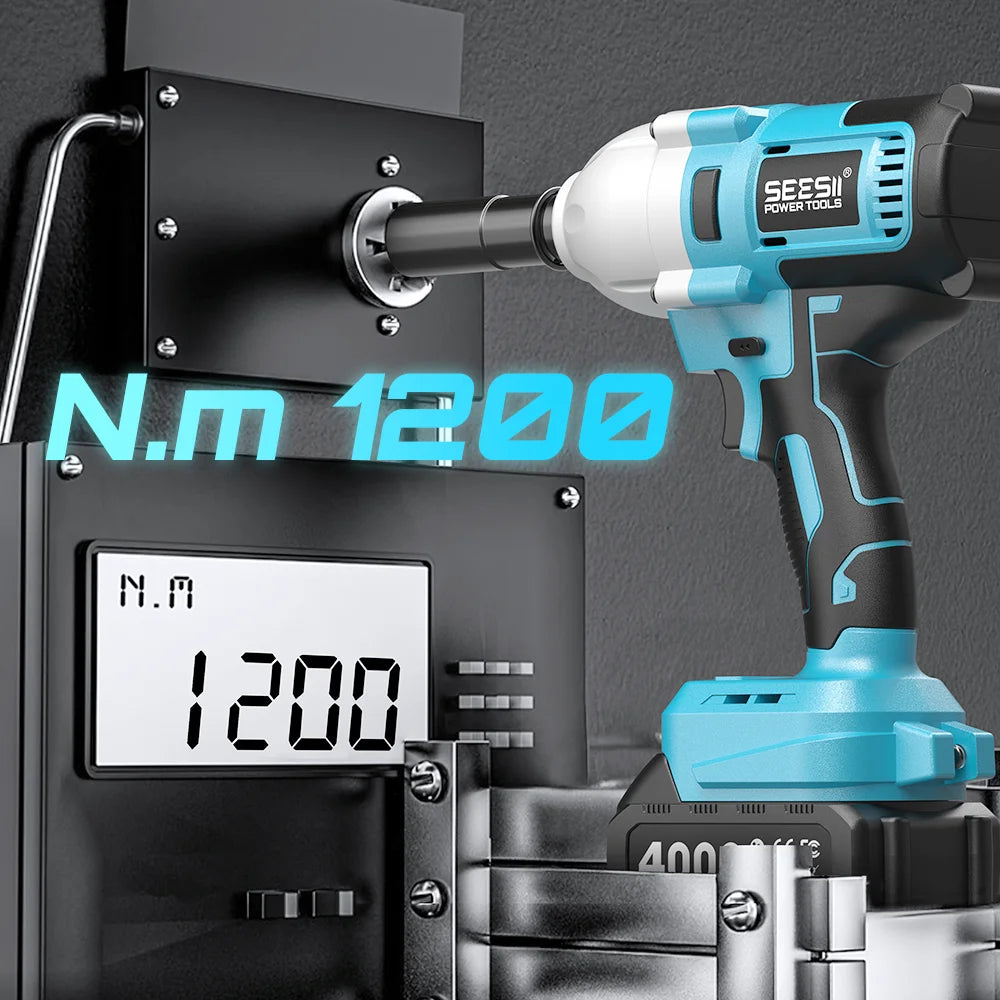 Seesii High Torque Brushless Cordless Impact Wrench Kit With LED Light