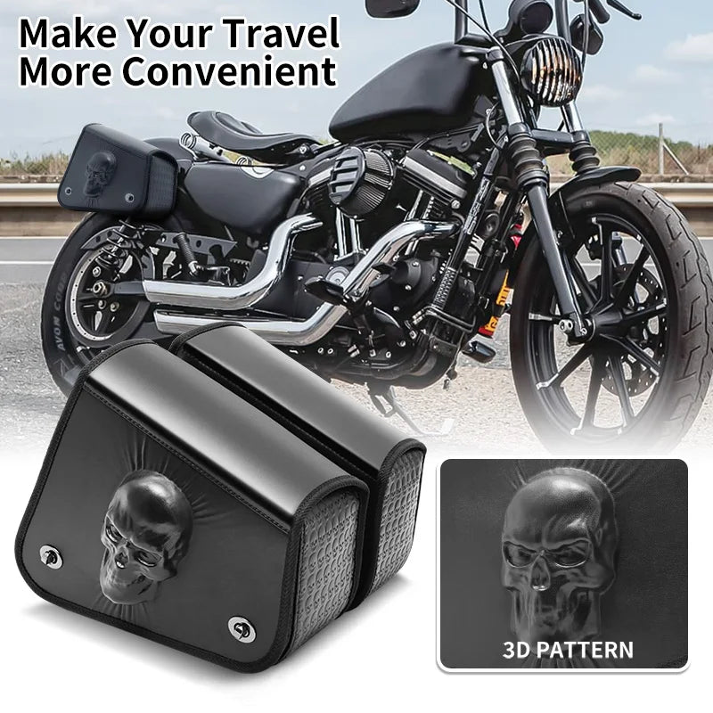 Motorcycle Black PU Leather Saddle Luggage Bag Waterproof Leather Tool Bag Universal Storage Luggage FOR Harley Sportster XL 883/Harley Sportster XL 1200 Suitable FOR Most Retro Models