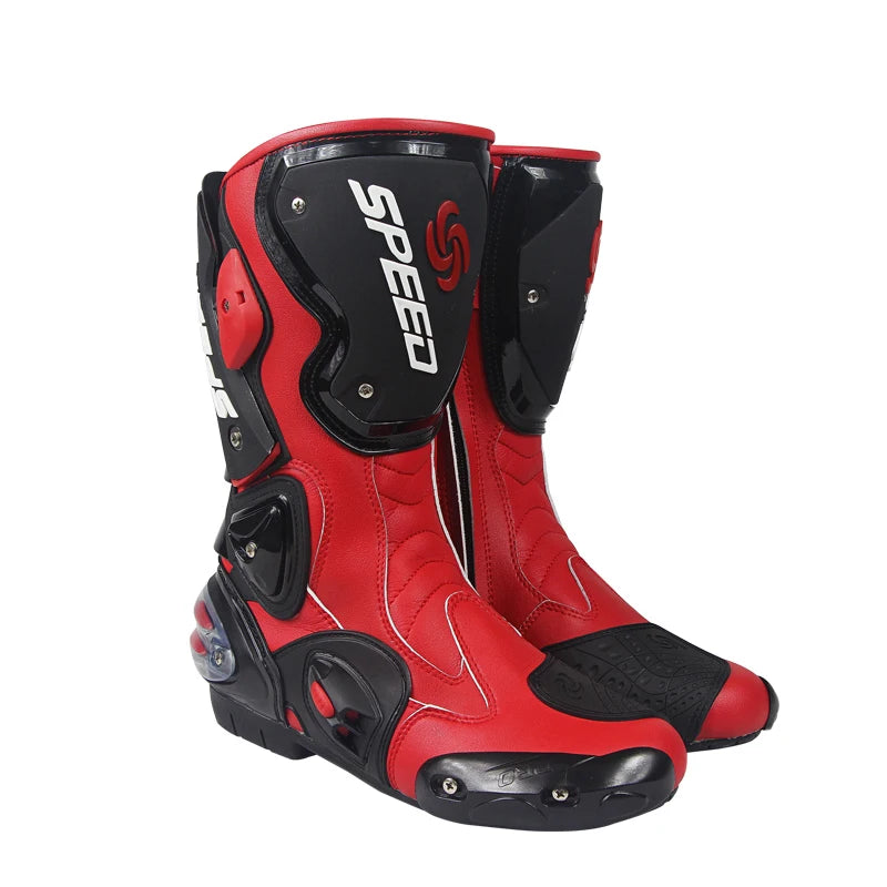 Professional Leather Motorcycle Boots With Rubber Outsole