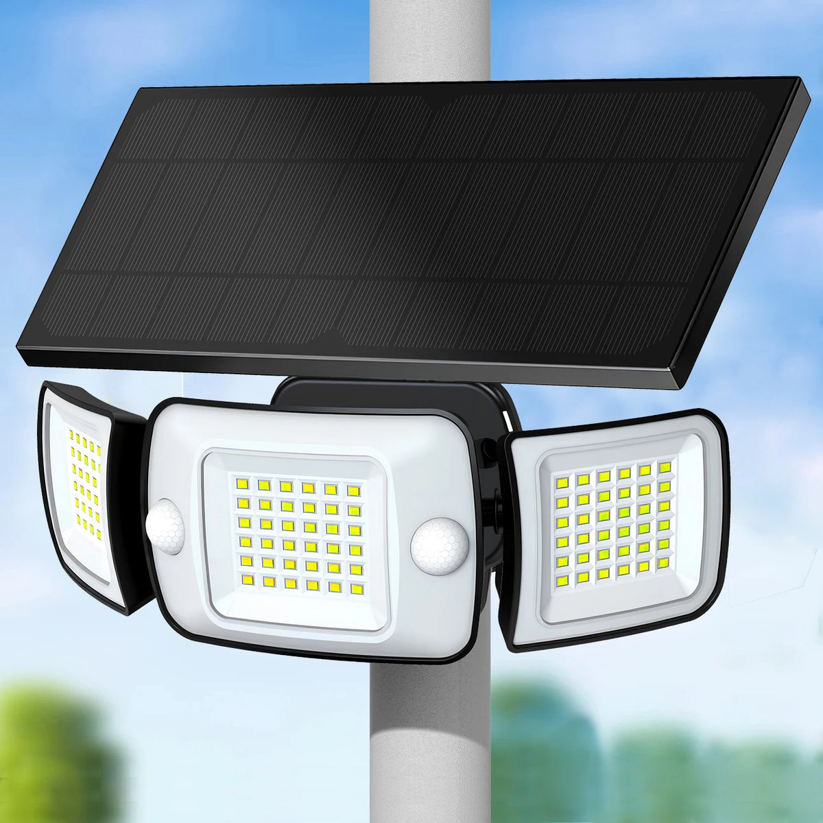 Intelamp Outdoor Solar Flood Light With Motion Sensors For Yard