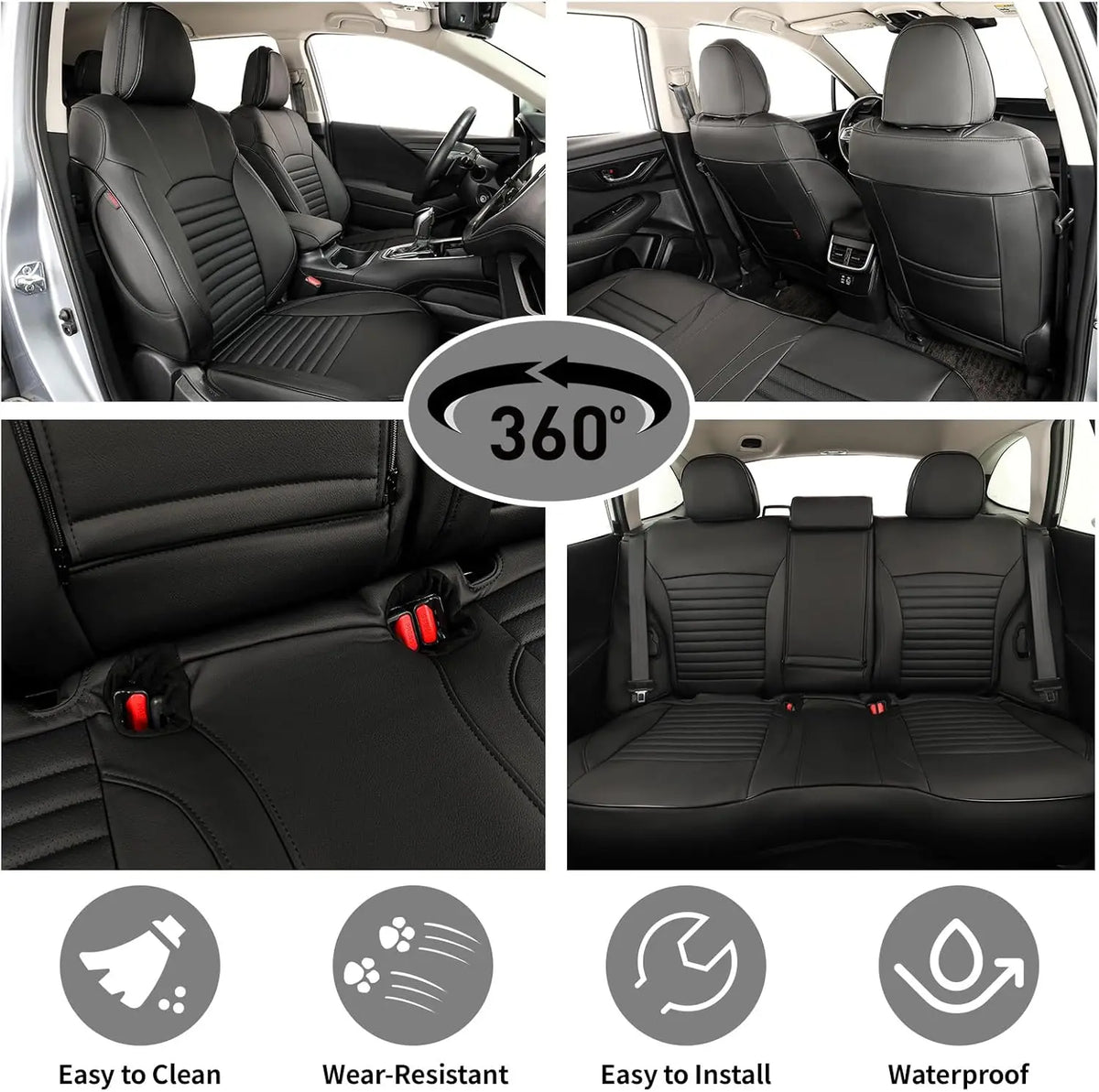 EKR Car Seat Covers Custom Fit for Subaru Outback 2015 2016 2017 2018 2019 Base/Premium/Limited Full Set Leather Car Seat Cover