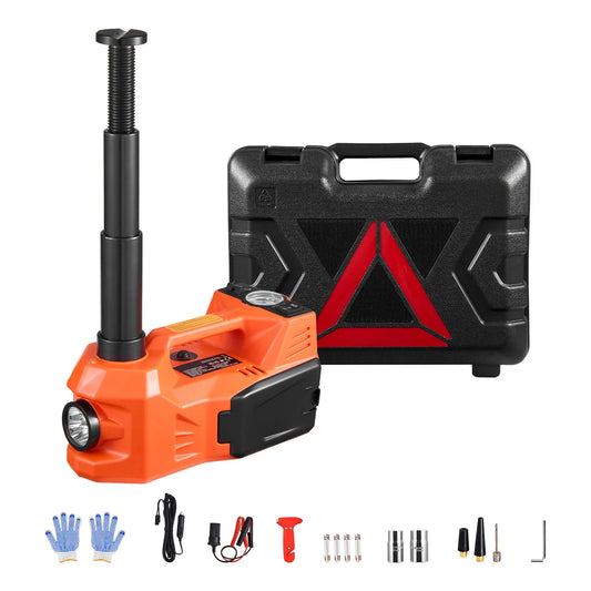 SucceBuy Electric Car Jack 5T Electric Scissor Jack with Built-In Inflator 12V Tire Changer with  LED Light for Sedan SUV Truck
