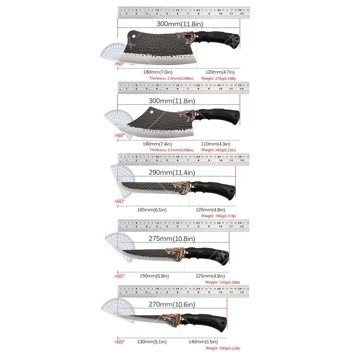 WXCOO Professional Forged Stainless Steel Kitchen Knife Set