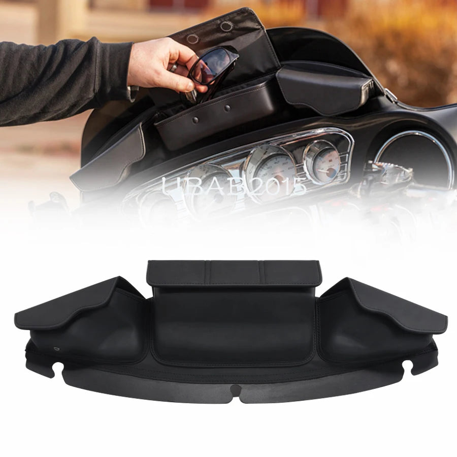 Brand New Three-Pocket Fairing Pouch Windshield Bag FitS For Harley Electra Glide Street Glide Ultra Limited Flhtcutg 2014-2018