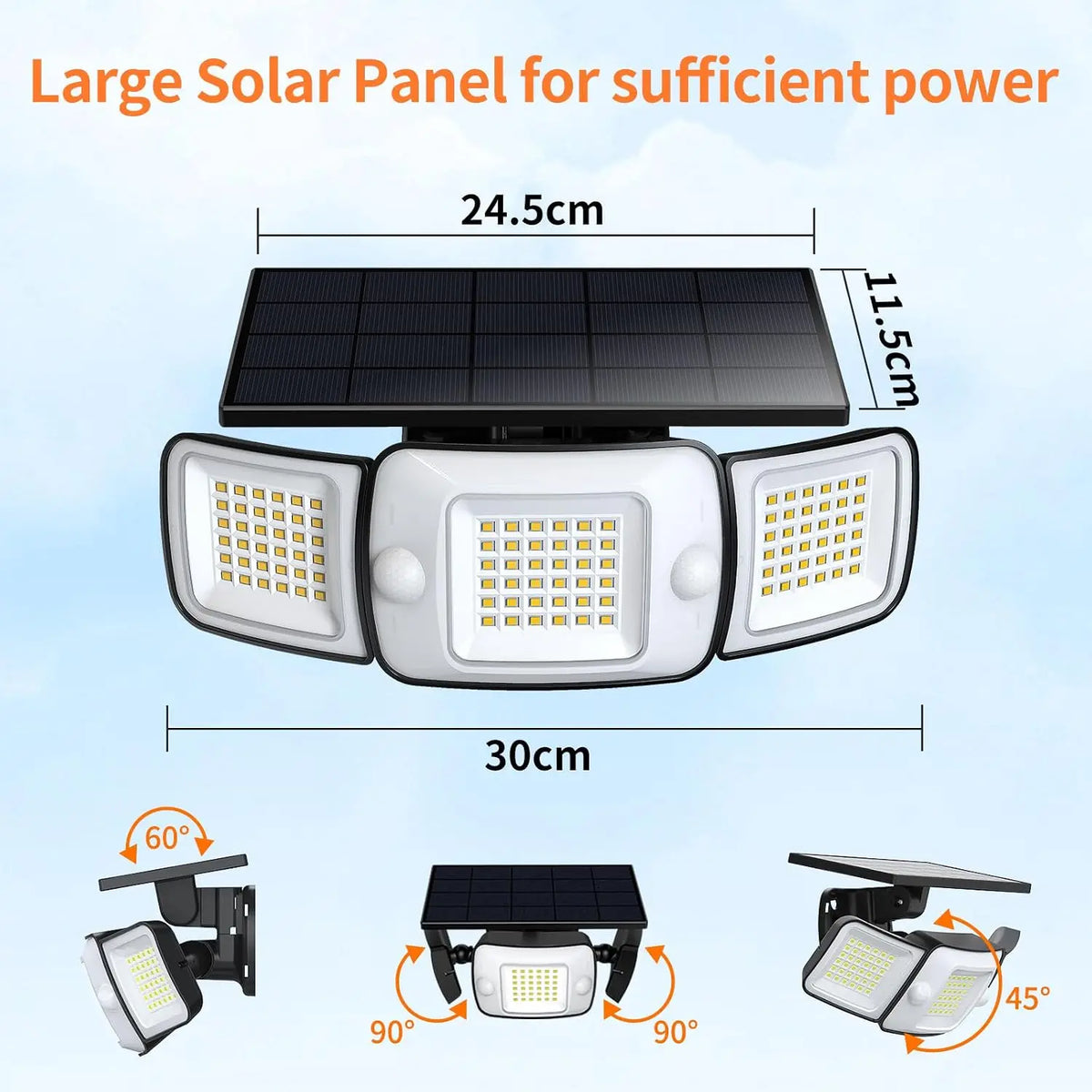 Intelamp Outdoor Solar Flood Light With Motion Sensors For Yard