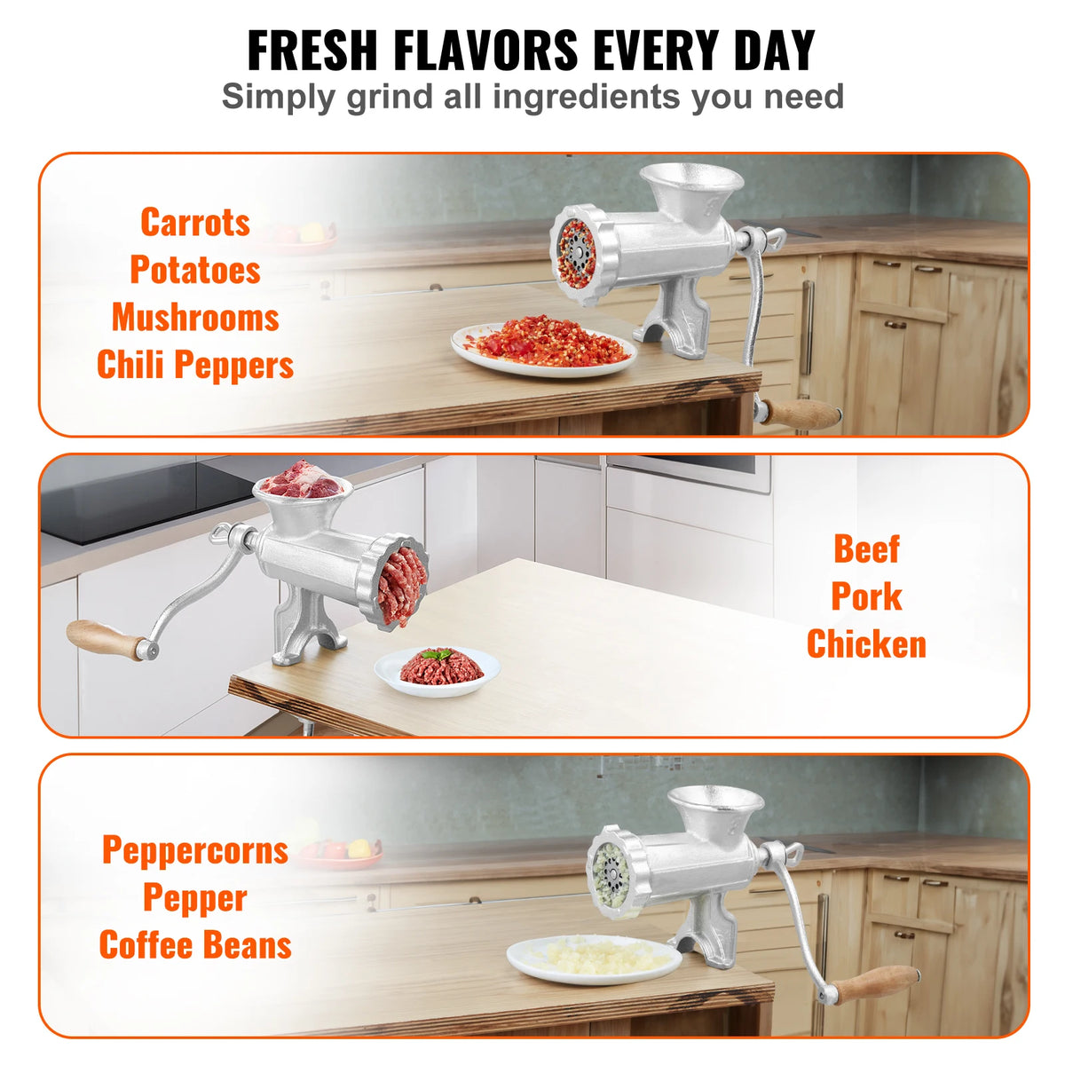SucceBuy Manual Cast Iron Meat Grinder With Table Clamp