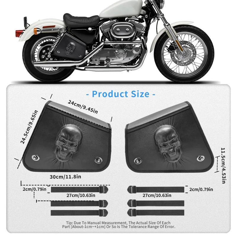 Motorcycle Black PU Leather Saddle Luggage Bag Waterproof Leather Tool Bag Universal Storage Luggage FOR Harley Sportster XL 883/Harley Sportster XL 1200 Suitable FOR Most Retro Models