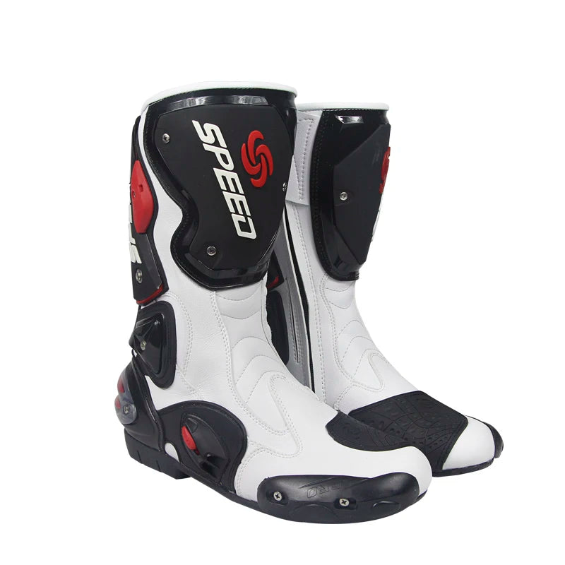Professional Leather Motorcycle Boots With Rubber Outsole