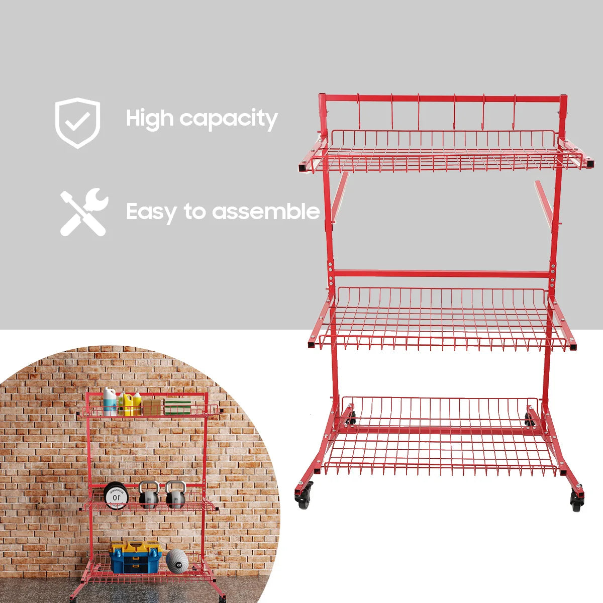 Auto Parts Storage Rack Steel Single Layer Loading 45kg Metal Shelf Bracket Movable Handcart Tool Storage Rack Car Parts Storage