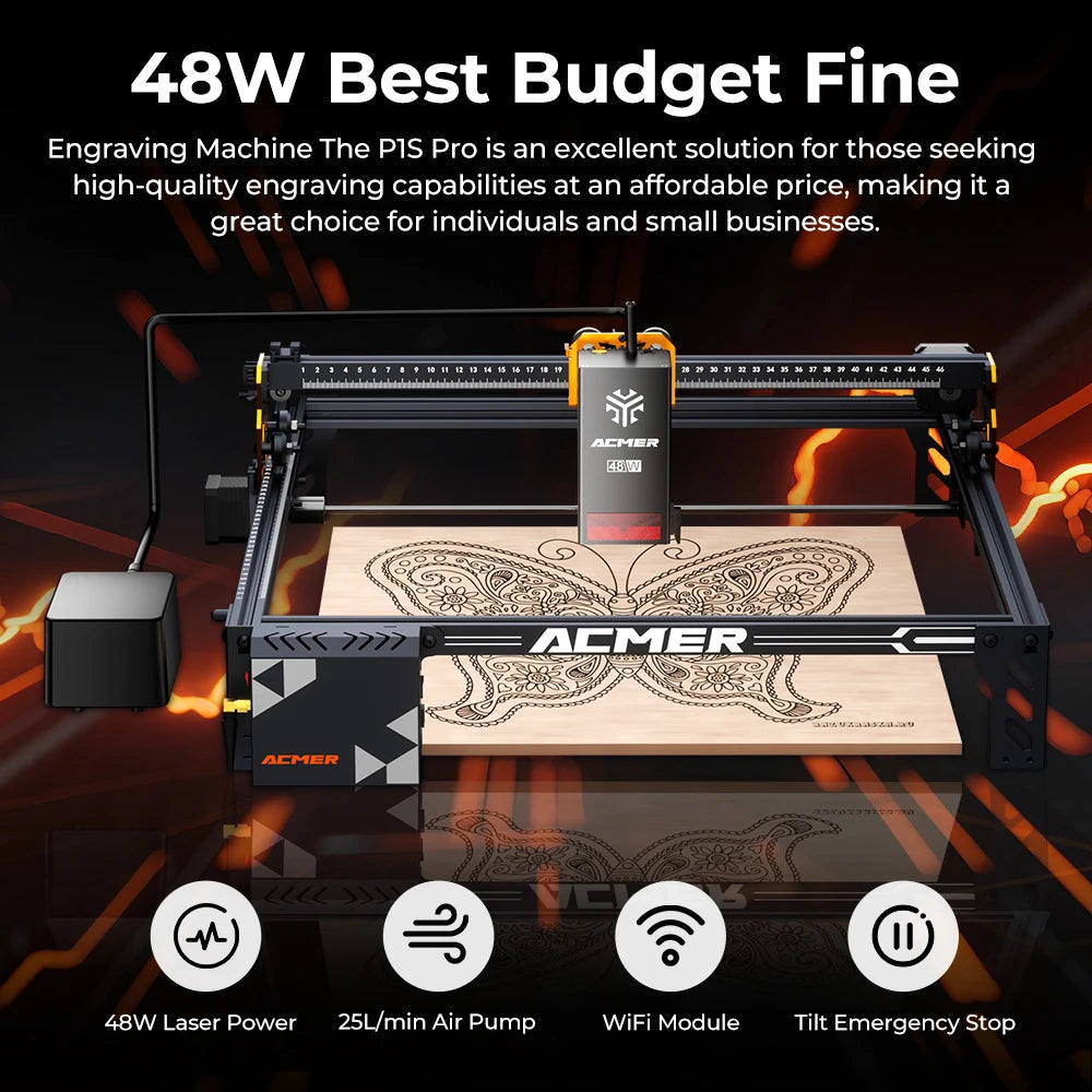 ACMER P1 S Pro Laser Engraver Cutter With Air Assist