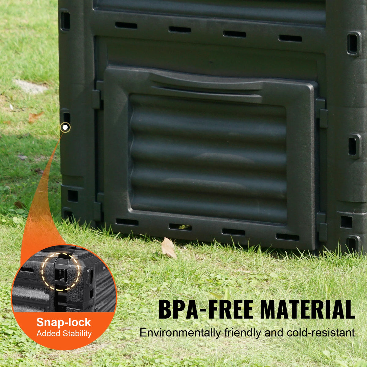 SucceBuy Garden Compost Bin BPA Free Composter Large Capacity Outdoor Composting Bin with Top Lid and Bottom Door Ample Space