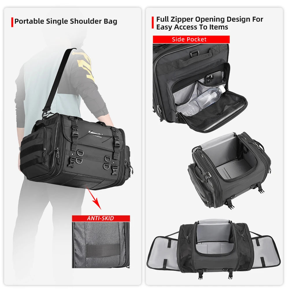 Rhinowalk Motorcycle Travel Luggage Bag Waterproof 19L-80L Expandable Big Capacity Motor Tail/Trunk/Rack Bag For Most motorcycle