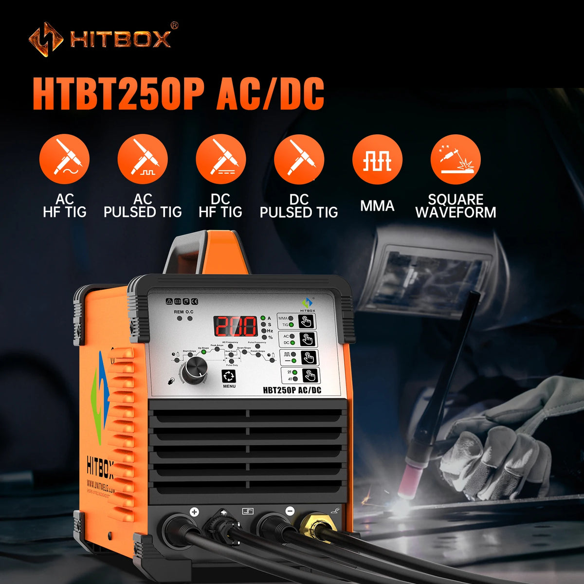 HITBOX HBT250P AC DC TIG Pulse MMA ARC Inverter Welder