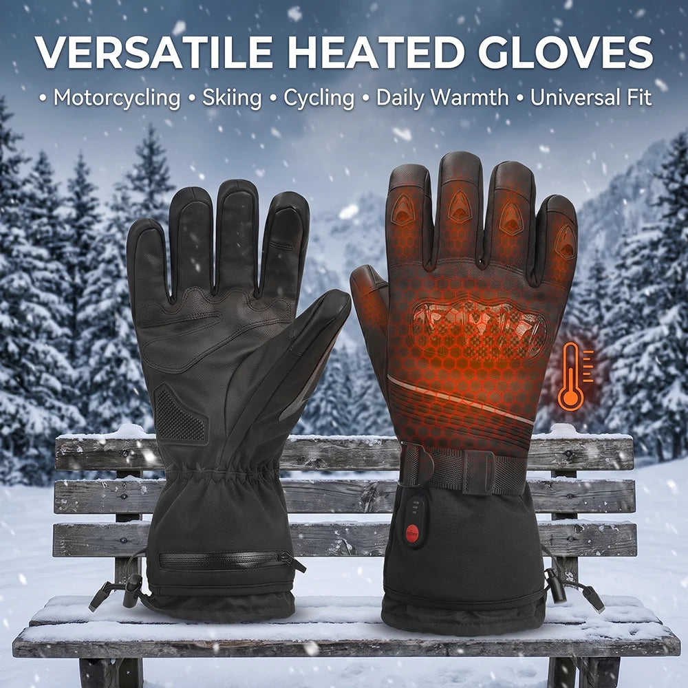 Rechargeable Heated Touchscreen Gloves For Motorcycle Skiing And Cycling