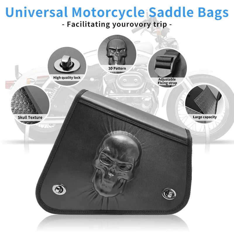 Motorcycle Black PU Leather Saddle Luggage Bag Waterproof Leather Tool Bag Universal Storage Luggage FOR Harley Sportster XL 883/Harley Sportster XL 1200 Suitable FOR Most Retro Models