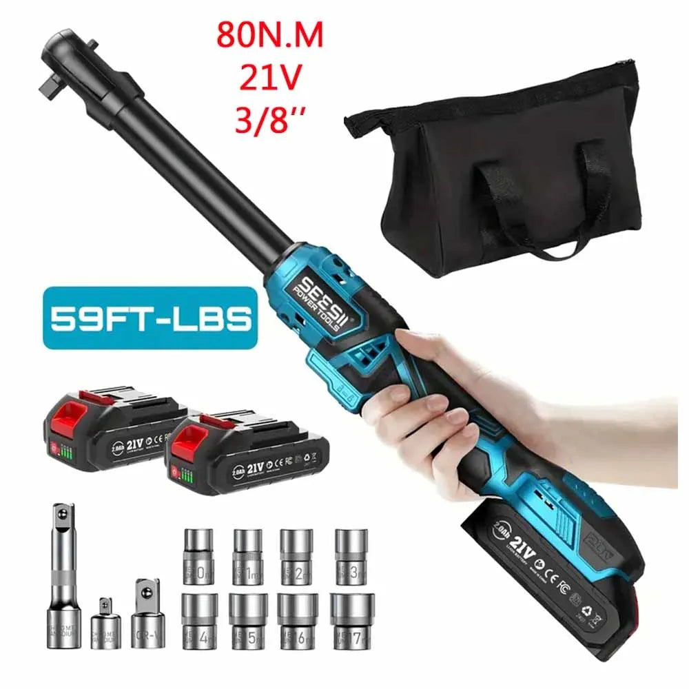 Seesii Cordless Electric Ratchet Wrench Rechargeable Brushless Car Repair Tool