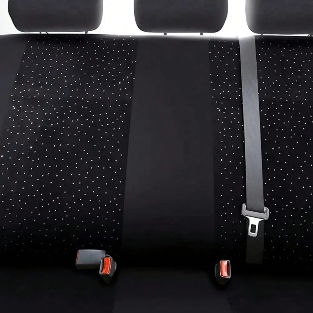 Complete Set of Five Shiny Car Seat Covers, Featuring Artificial Diamond Leather Designed for Women, Suitable for All Four Seasons, Enhancing The Interior of Ladies' Vehicles