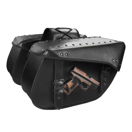 Waterproof Motorcycle Saddlebags PU Leather Side Tool Pouch Luggage Storage