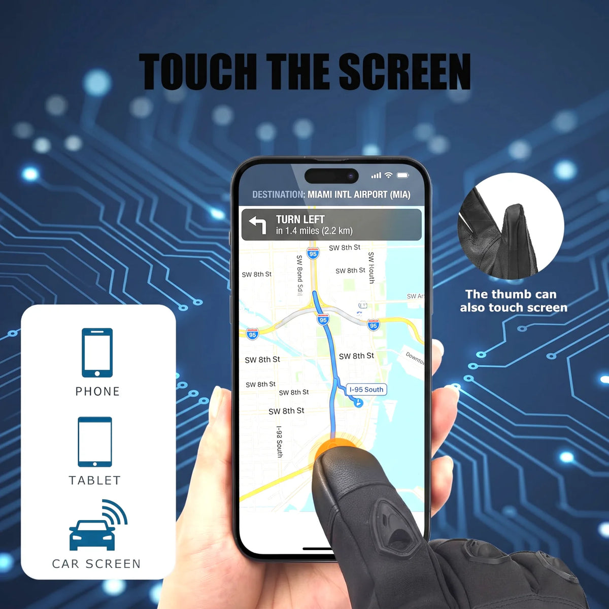 Rechargeable Heated Touchscreen Gloves For Motorcycle Skiing And Cycling