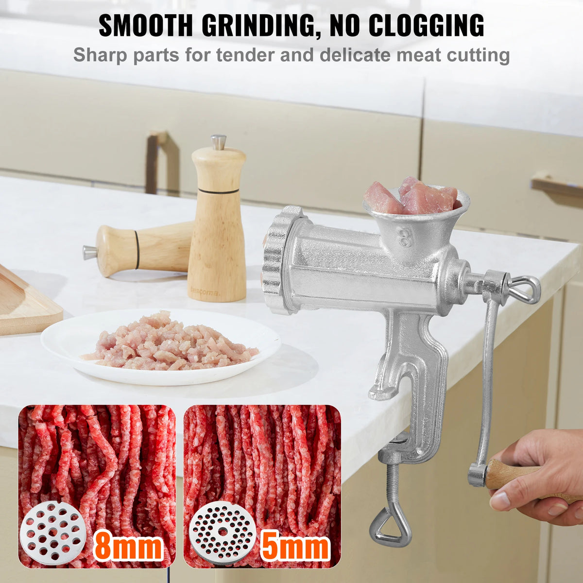 SucceBuy Manual Cast Iron Meat Grinder With Table Clamp