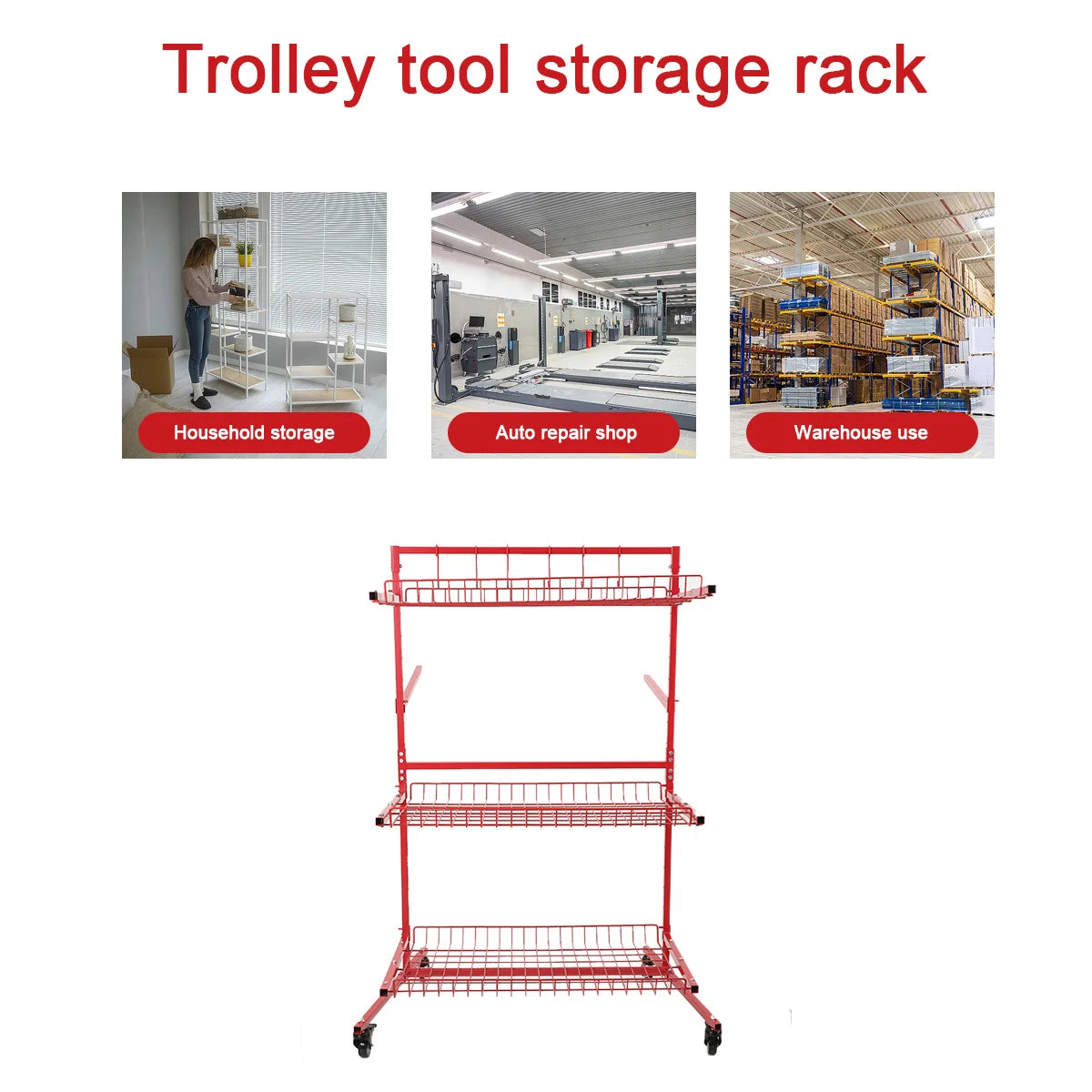 Auto Parts Storage Rack Steel Single Layer Loading 45kg Metal Shelf Bracket Movable Handcart Tool Storage Rack Car Parts Storage