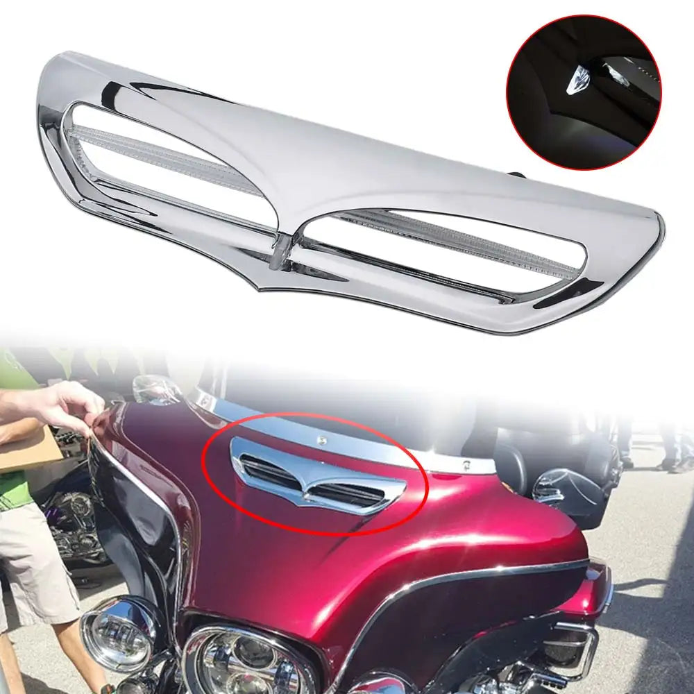 1PC Motorcycle Front Batwing Fairing Vent Trim with LED Light For Harley Electra Street Ultra Limited FLHT FLHX FLHTK 2014-2019