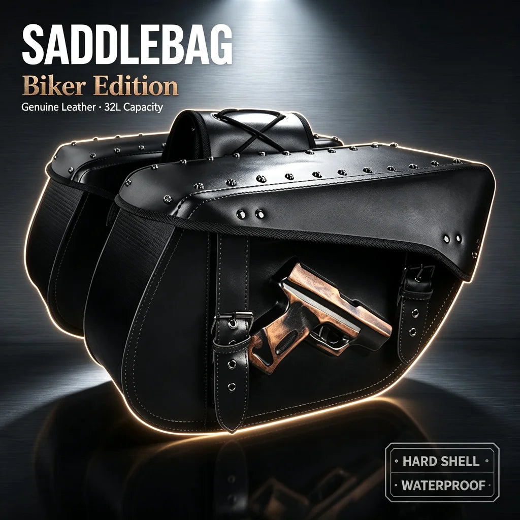 Waterproof Motorcycle Saddlebags PU Leather Side Tool Pouch Luggage Storage