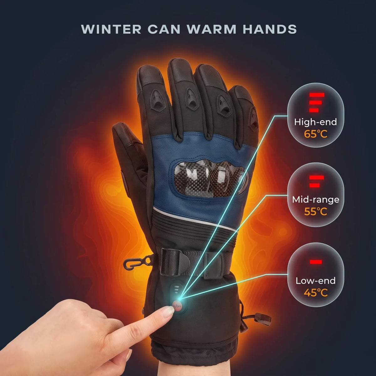 Rechargeable Heated Touchscreen Gloves For Motorcycle Skiing And Cycling
