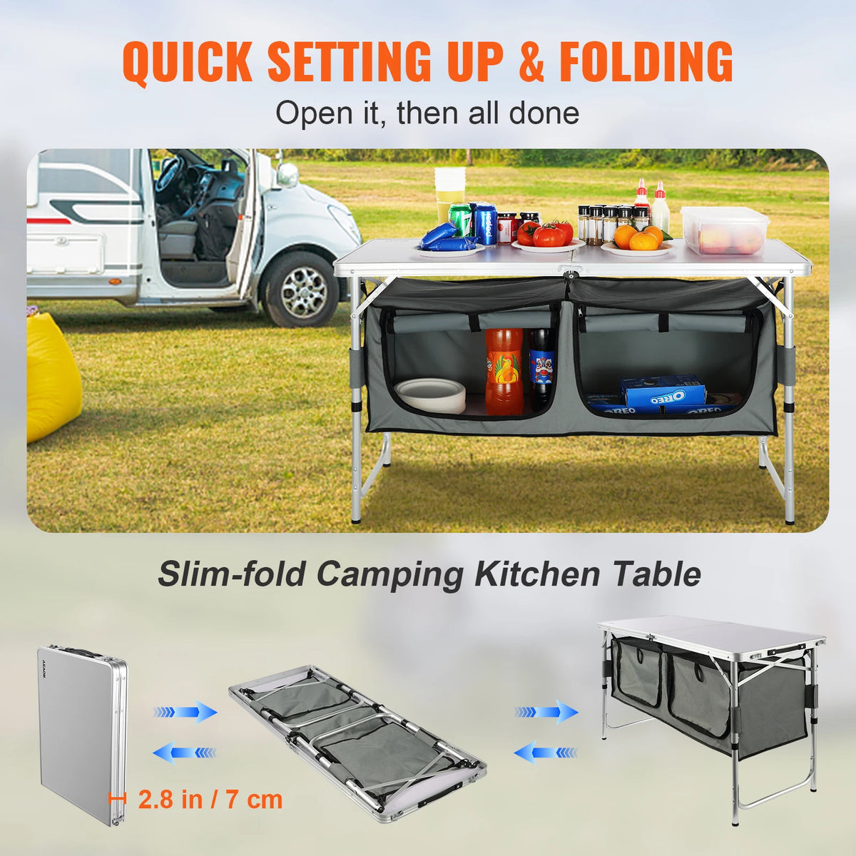VEVOR Folding Camping Kitchen Table For Outdoor Cooking And Travel