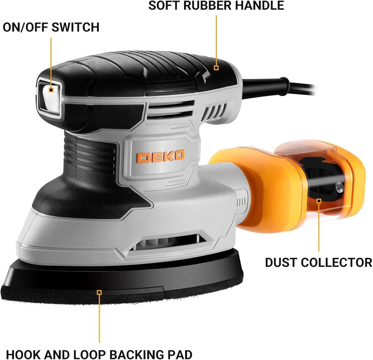 DEKO Corded Detail Mouse Sander With Dust Collection For DIY