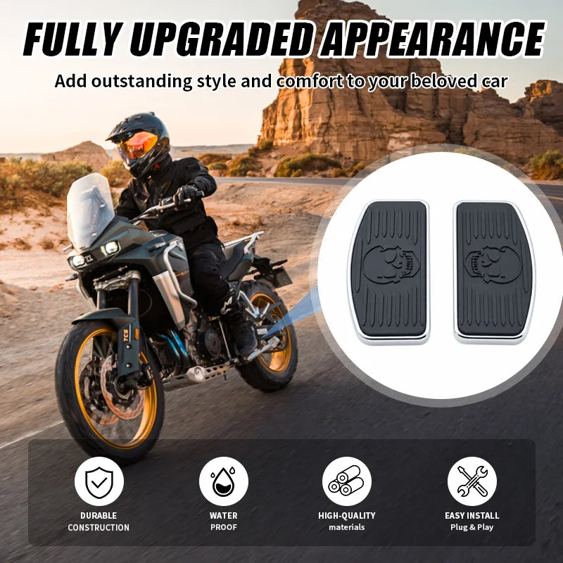 WASONTEDA Motorcycle Foot Pegs 3D Skull Rotatable Universal Replacement