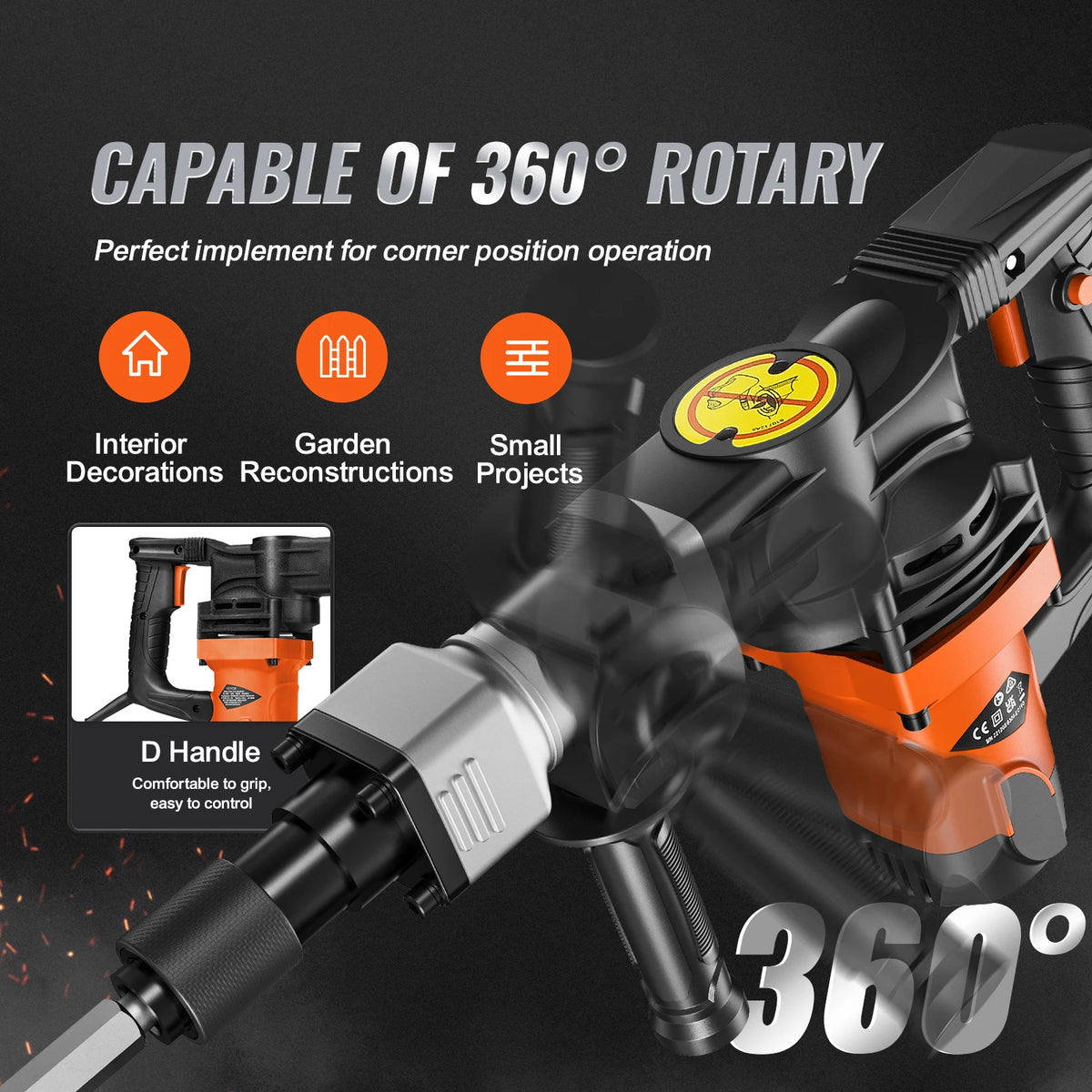 SucceBuy Electric Demolition Jack Hammer Concrete Breaker With Chisels