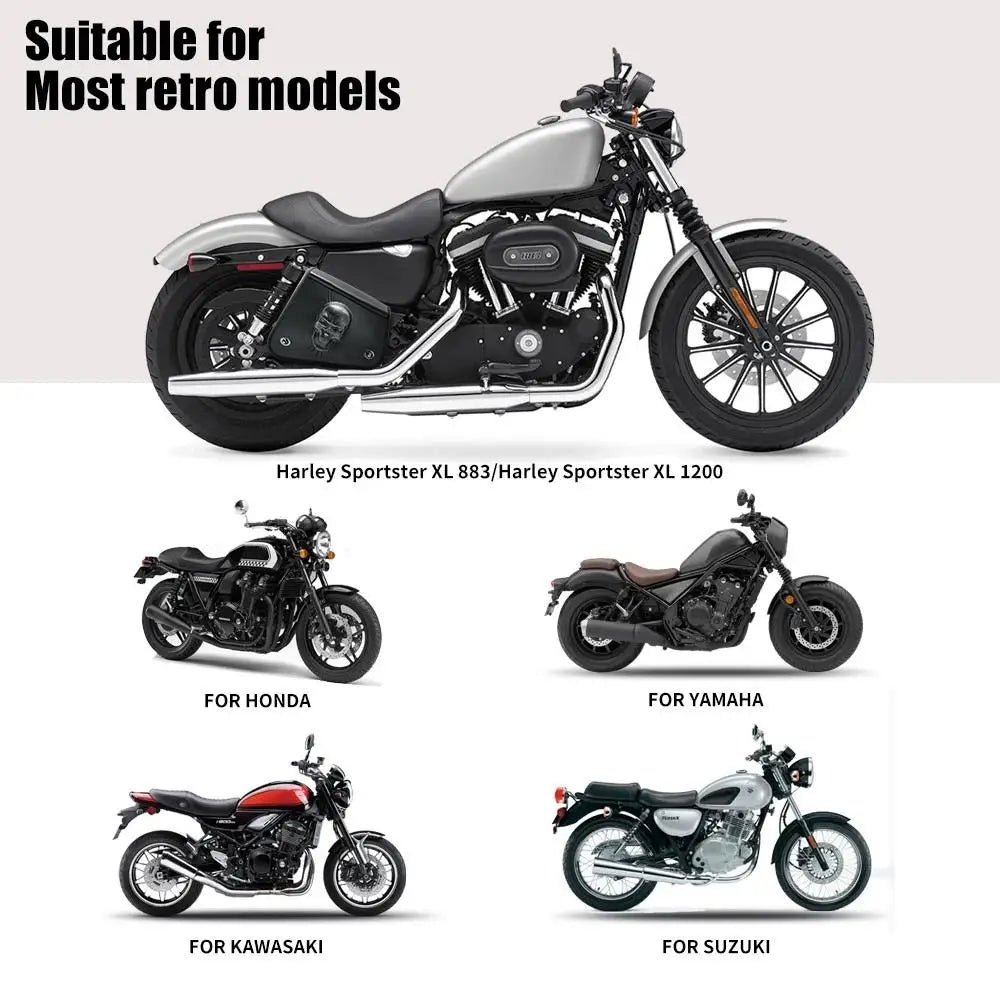 Motorcycle Black PU Leather Saddle Luggage Bag Waterproof Leather Tool Bag Universal Storage Luggage FOR Harley Sportster XL 883/Harley Sportster XL 1200 Suitable FOR Most Retro Models