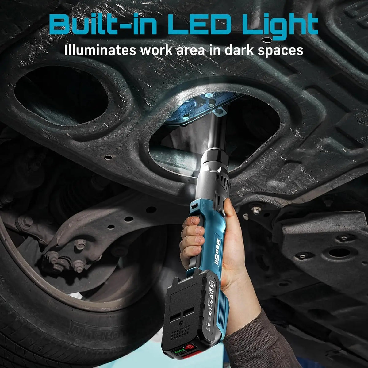 Seesii Cordless Electric Ratchet Wrench Rechargeable Brushless Car Repair Tool