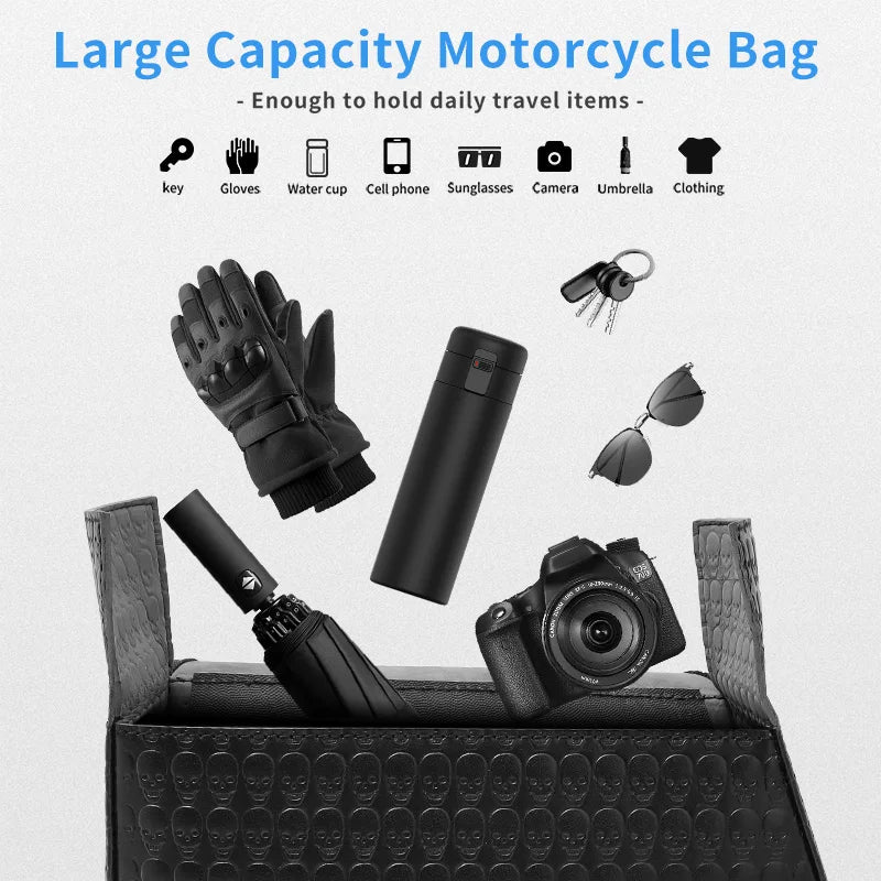 Motorcycle Black PU Leather Saddle Luggage Bag Waterproof Leather Tool Bag Universal Storage Luggage FOR Harley Sportster XL 883/Harley Sportster XL 1200 Suitable FOR Most Retro Models